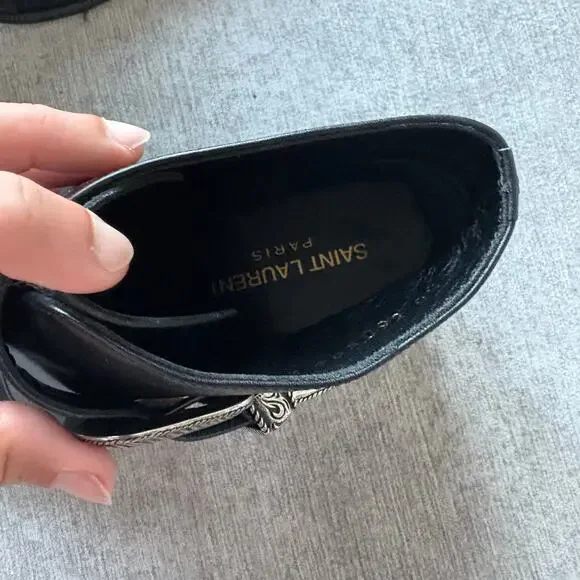 Saint Laurent Black Leather Buckle Boots - Picture 4 of 8